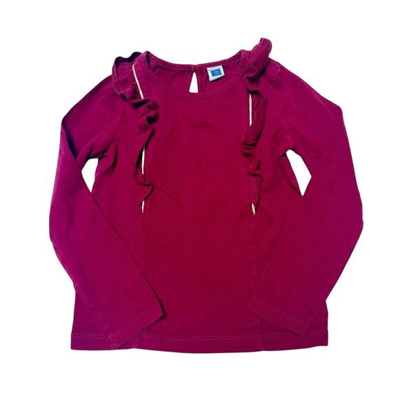 Janie and Jack Gold Trimmed Ruffle Top Size 4 - Picture 1 of 4